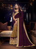 Wine Embroidered Silk Saree with Wine Blouse