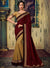 Maroon Embroidered Saree with Cream Designer Embroidered Blouse - VANYA