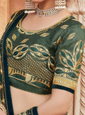 Vanya Zari Embroidered Women Woven Silk Saree Green with Green Embroidered Blouse Designer Saree - VANYA