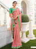 Pastel Pink Cotton Linen Saree with Minty Green Blouse
