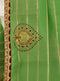 Sap Green Cotton Linen Saree with Wine Red Blouse - VANYA