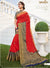 Deep Red Silk Saree with Navy Blue with Gold Blouse - VANYA