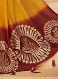 Vanya Zari Woven Yellow Silk Saree with Maroon Designer Woven Blouse