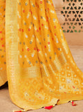 Vanya Zari Woven Mustard Yellow Silk Saree with Wine Designer Stone Work Blouse