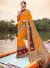 Vanya Zari Woven Orange Silk Saree with Maroon Designer Woven Blouse