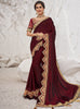 Vanya Zari Embroidered Women Woven Silk Saree Maroon with Maroon Embroidered Blouse Designer Saree