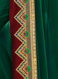 Vanya Zari Embroidered Women Woven Silk Saree Dark Green with Maroon Embroidered Blouse Designer Saree