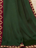 Sea Green Silk Saree with Maroon Blouse - VANYA