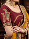Vanya Zari Embroidered Women Woven Rust Yellow And Mustard Satin Saree With Two Tone Pure Silk Blouse Designer Saree