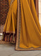 Vanya Zari Embroidered Women Woven Rust Yellow And Mustard Satin Saree With Two Tone Pure Silk Blouse Designer Saree