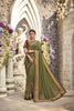 Vanya Zari Embroidered Women Woven Olive Green and Pista Silk Saree With Two Tone Pure Silk Blouse Designer Saree