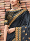 Vanya Zari Embroidered Women Woven Black Satin Saree With Raw Silk Blouse Designer Saree