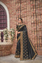 Vanya Zari Embroidered Women Woven Black Satin Saree With Raw Silk Blouse Designer Saree