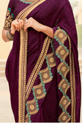 purple silk saree, purple saree, wine color saree, 