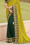 green pattu saree, mustard yellow saree, saree collection 2022