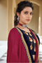 Silky jacquard pure satin pink saree with nave blue raw silk blouse